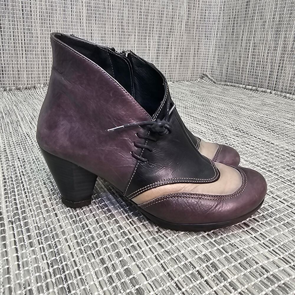 HISPANITAS Booties Heeled Black Leather Womens Size 35 Witchy Lagenlook Bohemian - Picture 4 of 13